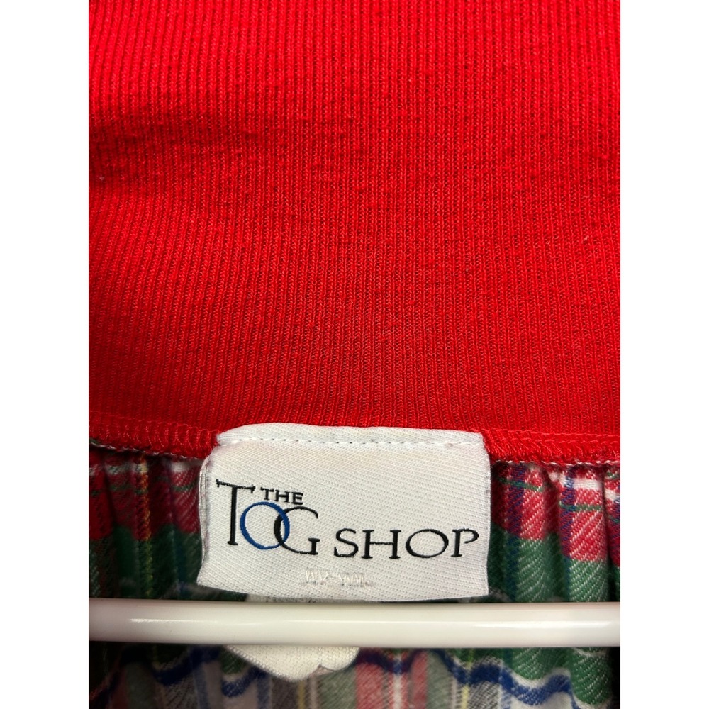 The Tog Shop Nightgown Womens Large Red Green Plaid Cotton Zipper Lounger Vtg - Picture 4 of 8